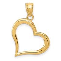 14K Yellow Gold Polished Open Dangling Heart Pendant view 1