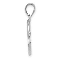 14K White Gold Polished Open Dangling Heart Pendant view 2