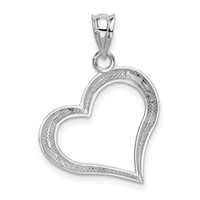 14K White Gold Polished Open Dangling Heart Pendant view 3