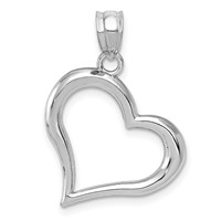 14K White Gold Polished Open Dangling Heart Pendant view 1