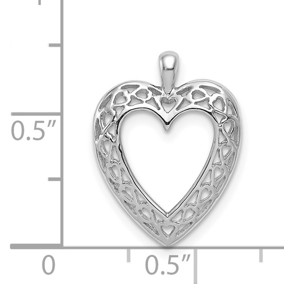 14K White Gold Cut-Out Heart Border Pendant
