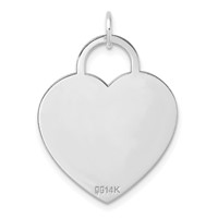 14K White Gold Polished Engravable 22mm Heart Disc Pendant view 3