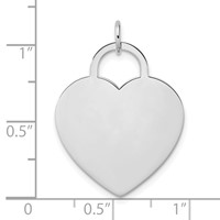 14K White Gold Polished Engravable 22mm Heart Disc Pendant view 4