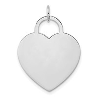 14K White Gold Polished Engravable 22mm Heart Disc Pendant view 1