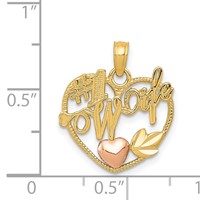 14K Two-tone #1 Wife in Heart Pendant with Heart view 4