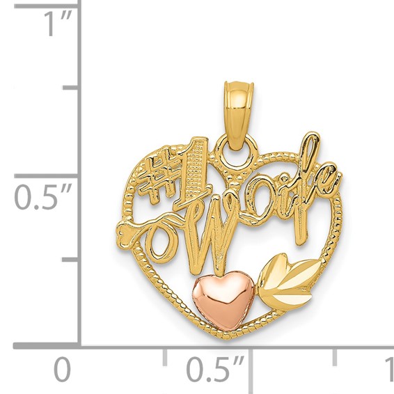 Gold Two-tone #1 WIFE in Heart Pendant