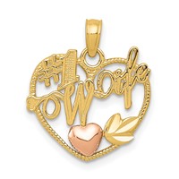 14K Two-tone #1 Wife in Heart Pendant with Heart view 1