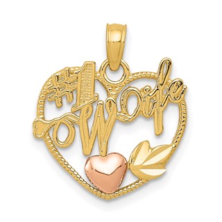 Gold Two-tone #1 WIFE in Heart Pendant