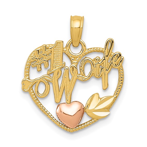 Gold Two-tone #1 WIFE in Heart Pendant