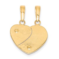 14K Two-tone Pendant with Flowers Mommy-me 2-Piece Break-apart Heart view 4