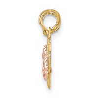 14K Two-tone Pendant with Flowers Mom - Daughter 2-Piece Break-apart Hearts view 2