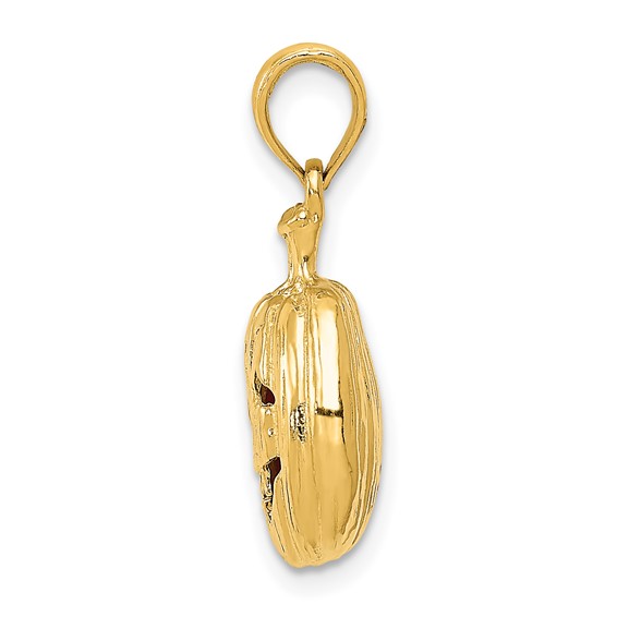 14k Enameled Inside 3-D Cut-Out Jack-o-Lantern Pendant