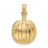14K Yellow Gold Enameled Inside 3-D Cut-Out Jack-o-Lantern Pendant view 3