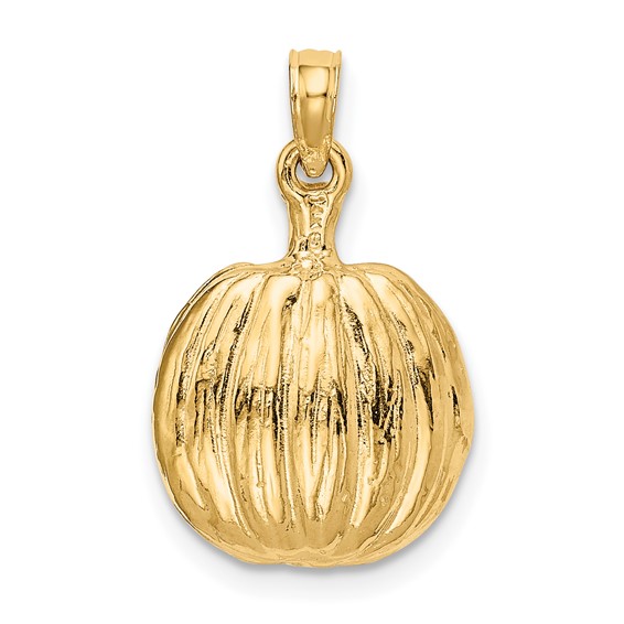 14k Enameled Inside 3-D Cut-Out Jack-o-Lantern Pendant