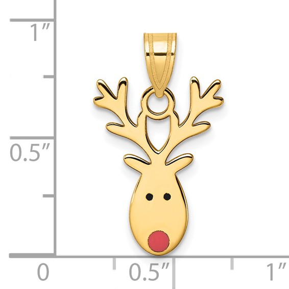 14k Enameled Red-Nosed Reindeer Charm