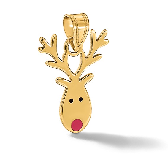 14k Enameled Red-Nosed Reindeer Charm