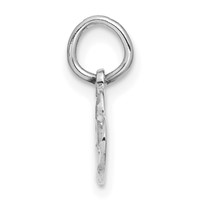 14K White Gold Satin and Diamond-cut Double Heart Charm view 2