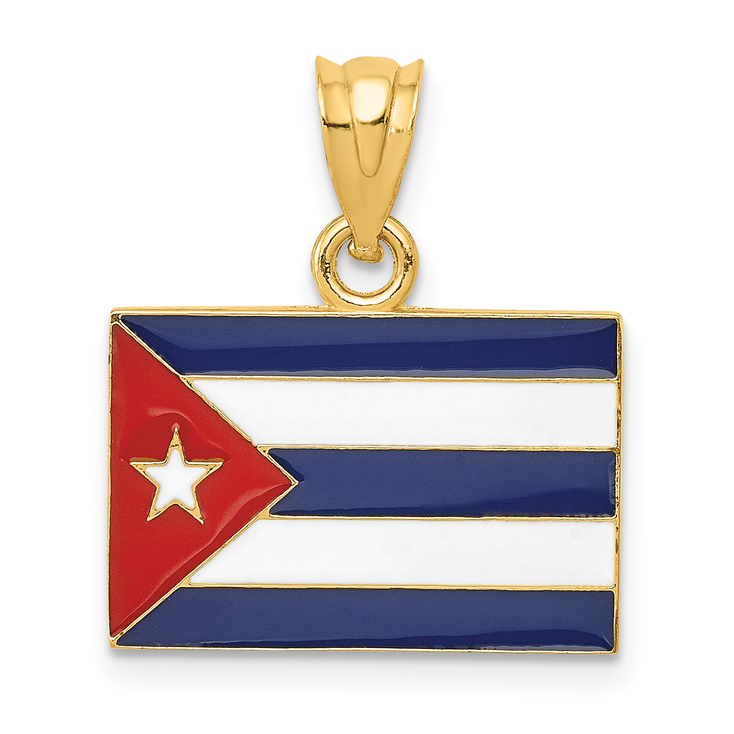 14k Enameled Cuba Flag Pendant (K1765)
