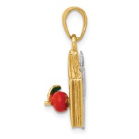 14K Two-tone 3-D Multi-color Enameled Abc School Book Pendant view 2