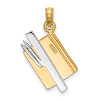 14K Two-tone 3-D Multi-color Enameled Abc School Book Pendant view 3