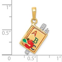 14K Two-tone 3-D Multi-color Enameled Abc School Book Pendant view 4