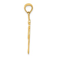 14K Yellow Gold Pink Enameled Ballerina Pendant view 2