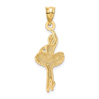 14K Yellow Gold Pink Enameled Ballerina Pendant view 3