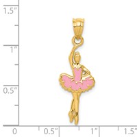 14K Yellow Gold Pink Enameled Ballerina Pendant view 4
