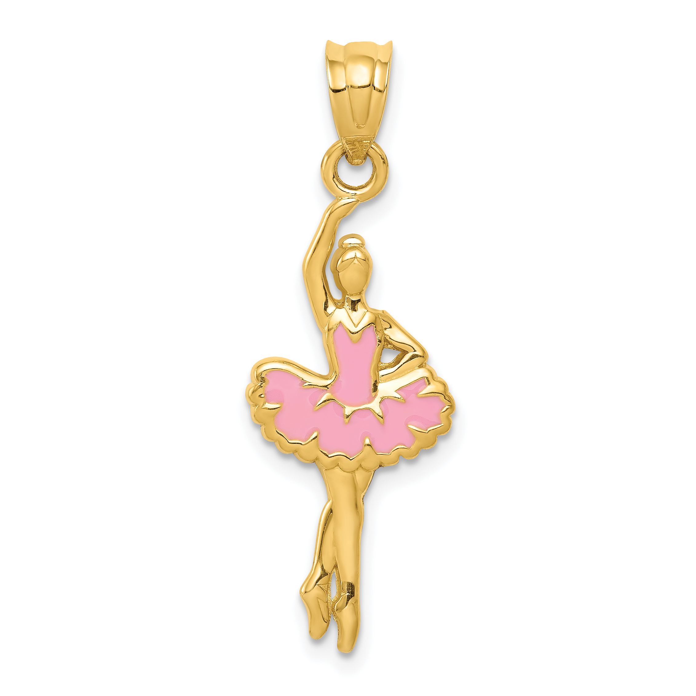 14k Pink Enameled Ballerina Pendant (K1791)
