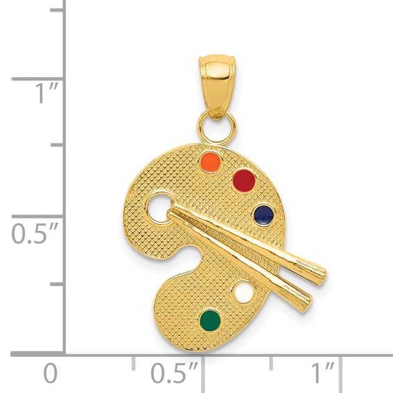 14k Multi-color Enameled Artist Palette Charm