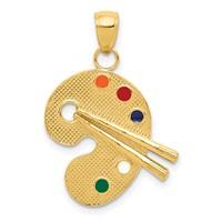 14K Yellow Gold Multi-color Enameled Artist Palette Charm view 1