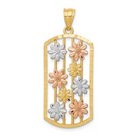 14K Two-tone Pendant with White Rhodium Framed Daisy view 1