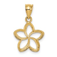 14K Yellow Gold Polished Cut-out Plumeria Pendant view 4