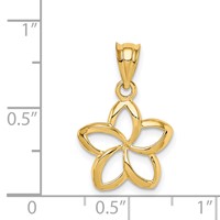 14K Yellow Gold Polished Cut-out Plumeria Pendant view 3