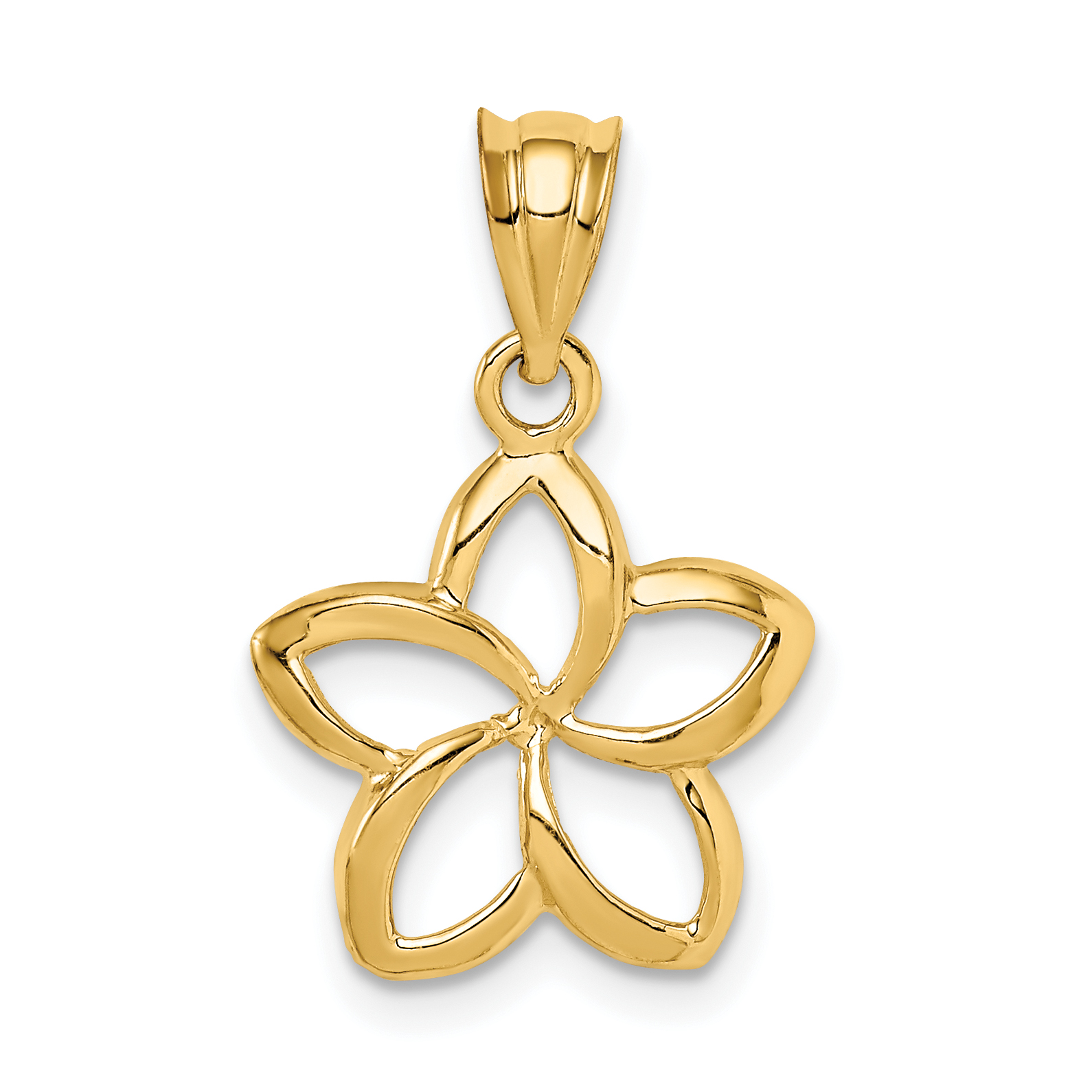 14k Polished Small Cut-out Plumeria Pendant (K1809)