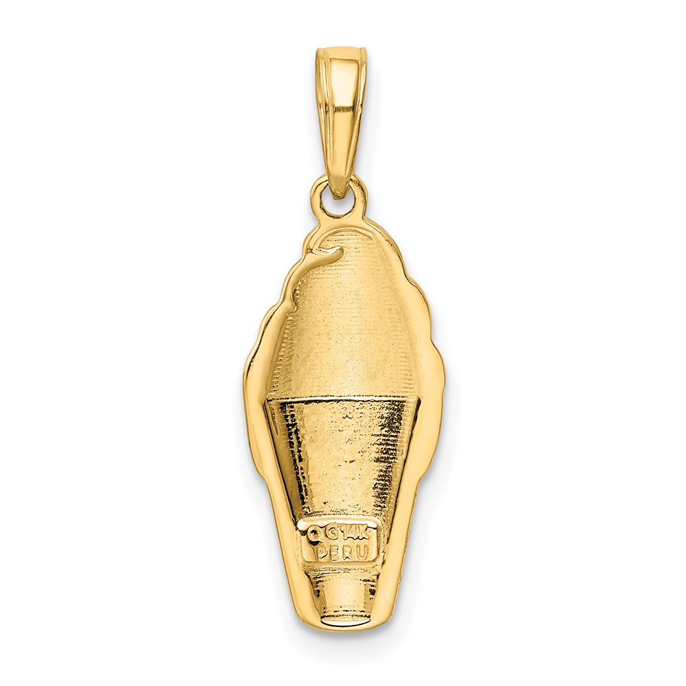 14k Enameled Vanilla Ice Cream Cone Pendant (K1812)