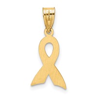 14K Yellow Gold Small Pink Enameled Awareness Ribbon Pendant view 3