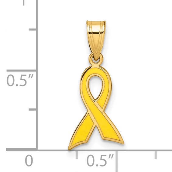 14k Small Yellow Enameled Awareness Ribbon Charm