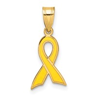 14K Yellow Gold Small Yellow Enameled Awareness Ribbon Charm view 1