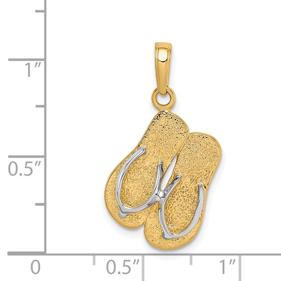 14K and White Rhodium Double Flip-Flop Pendant