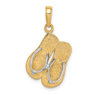 14K and White Rhodium Double Flip-Flop Pendant