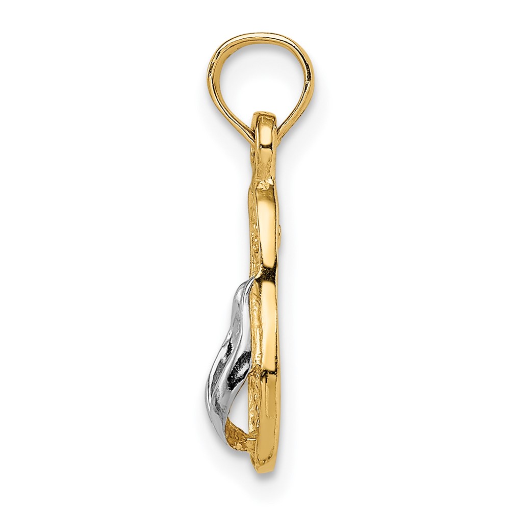 14k  3D w/Rhodium Single Flip-Flop Pendant (K1857)