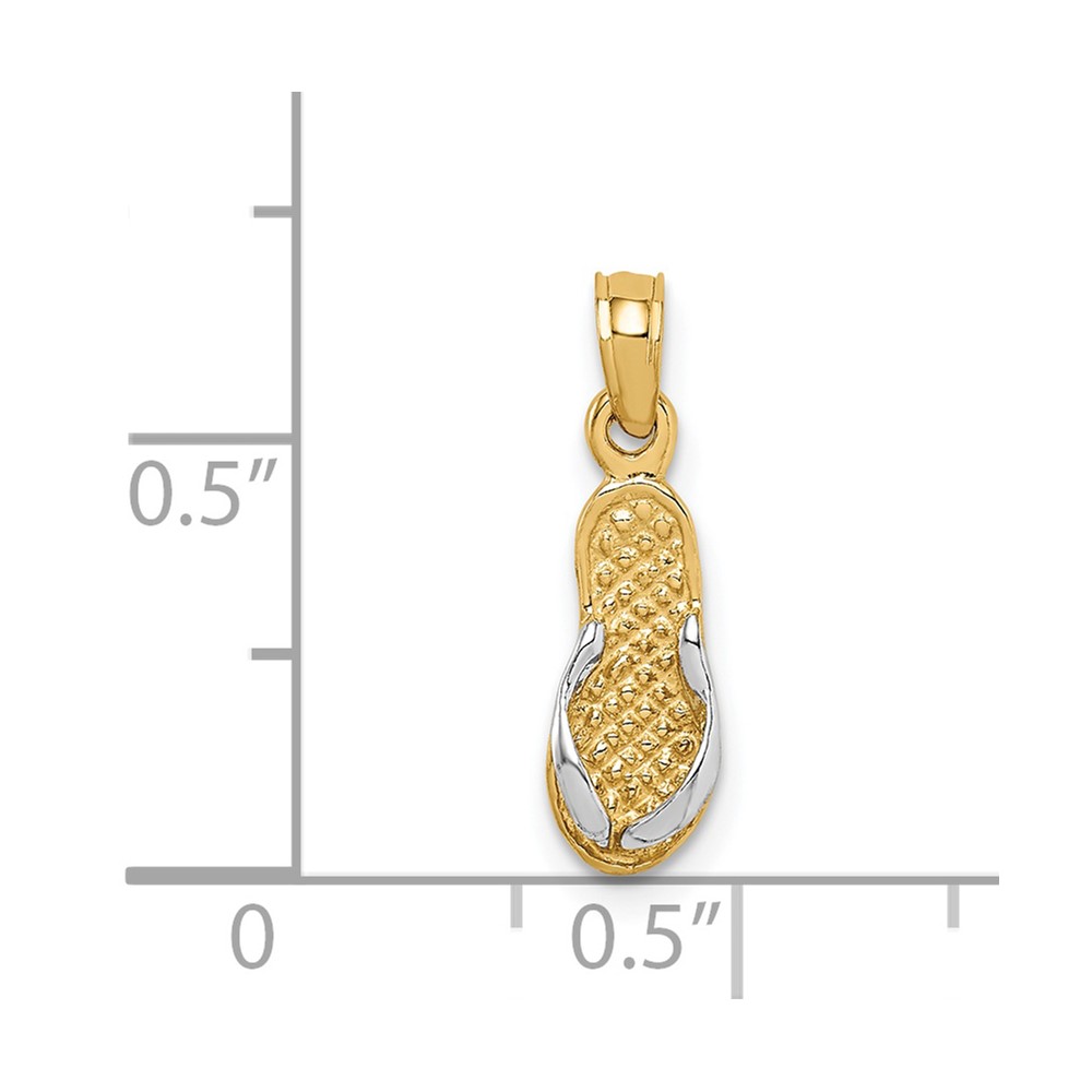 14k  3D w/Rhodium Single Flip-Flop Pendant (K1857)