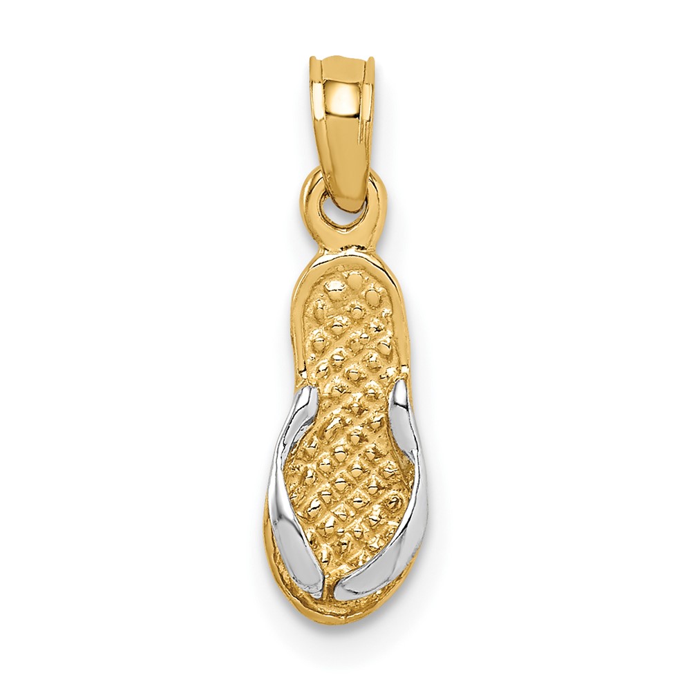 14k  3D w/Rhodium Single Flip-Flop Pendant (K1857)
