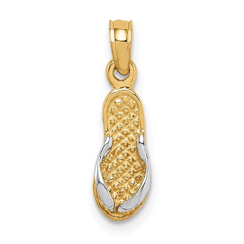 14K and White Rhodium 3-D Single Flip-Flop Pendant
