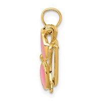 14K Yellow Gold 3-D Pink Enameled Sunglasses Pendant with Moveable Sides view 2