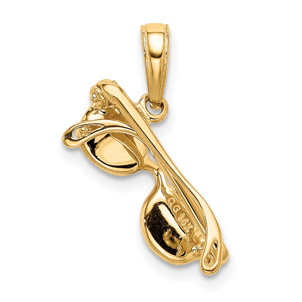 14k 3-D Pink Enameled Moveable Sunglasses Pendant (K1863)