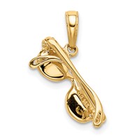 14K Yellow Gold 3-D Pink Enameled Sunglasses Pendant with Moveable Sides view 3