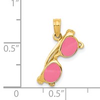 14K Yellow Gold 3-D Pink Enameled Sunglasses Pendant with Moveable Sides view 4