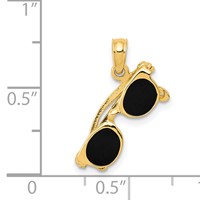 14K Yellow Gold 3-D Black Enameled Sunglasses Pendant with Moveable Sides view 4